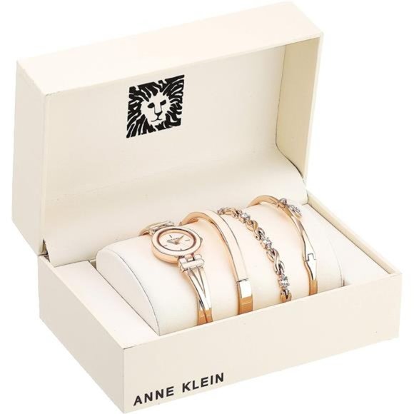 Anne Klein Women's Bangle Watch and Premium Crystal Accented Bracelet Set - Picture 2 of 4